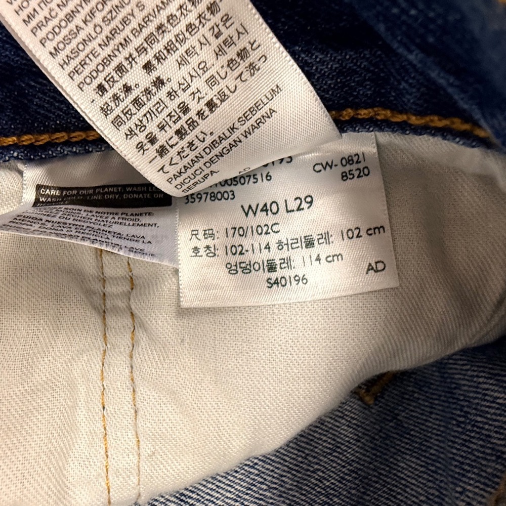 Levis 501 Original Fit Mens Jeans W40 L29 Blue Denim Straight Leg Button Fly - Picture 6 of 10